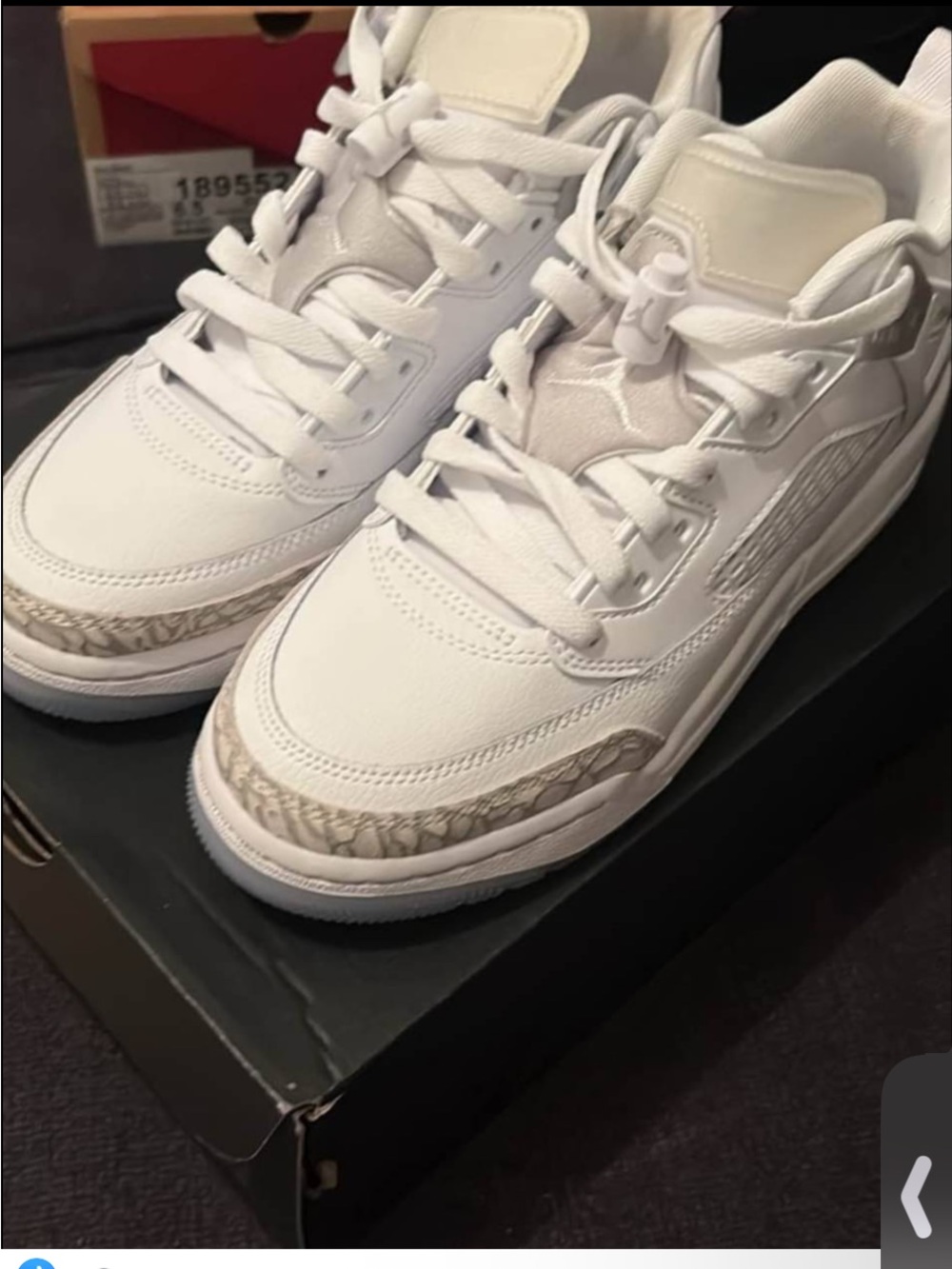 Jordan Women's White Leather Sneakers with Subtle Gray Elephant Print